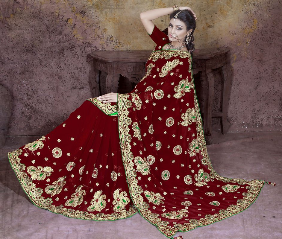 Maroon Wedding Saree - Buy Maroon Bridal Saree For Wedding Online – Koskii